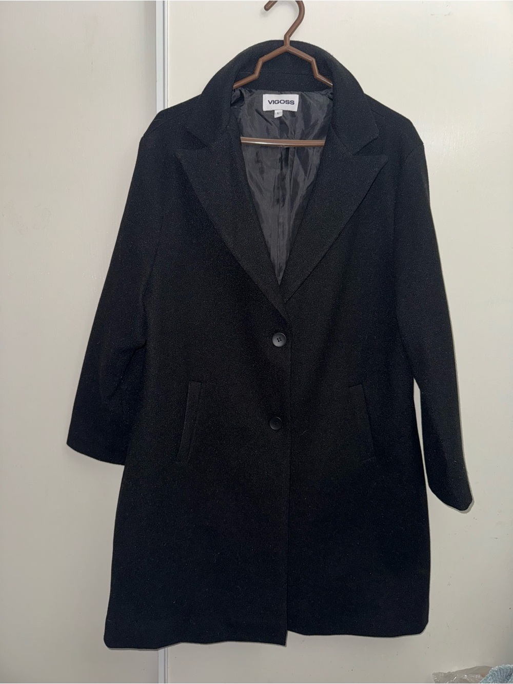 Vigoss Black Single-Breasted Pea Coat